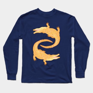 Crocodiles (Navy and Yellow Palette) Long Sleeve T-Shirt